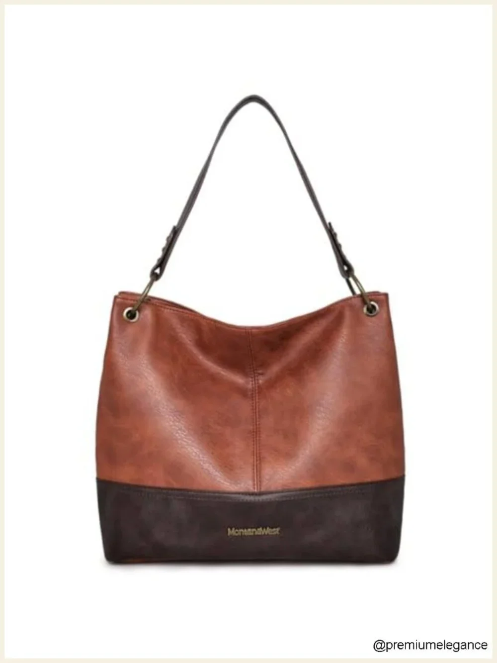 Vegan Leather Hobo Bag with Back Pocket Shoulder Handbag